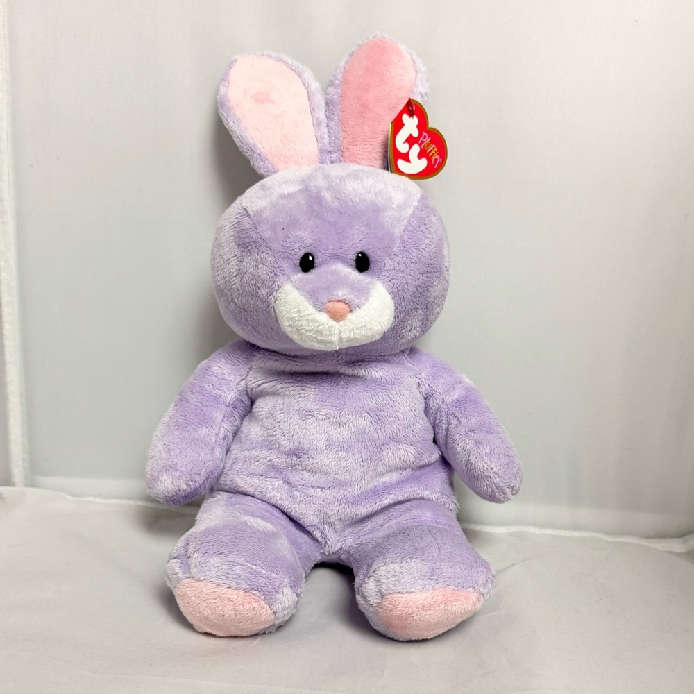 Ty Pluffies Springy Soft Pastel Purple Rabbit 2011 Easter Bunny Plush Toy NEW
